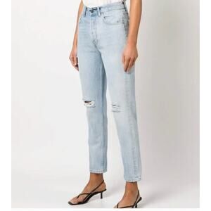 Anine Bing high rise straight leg destroyed jeans size 25x27